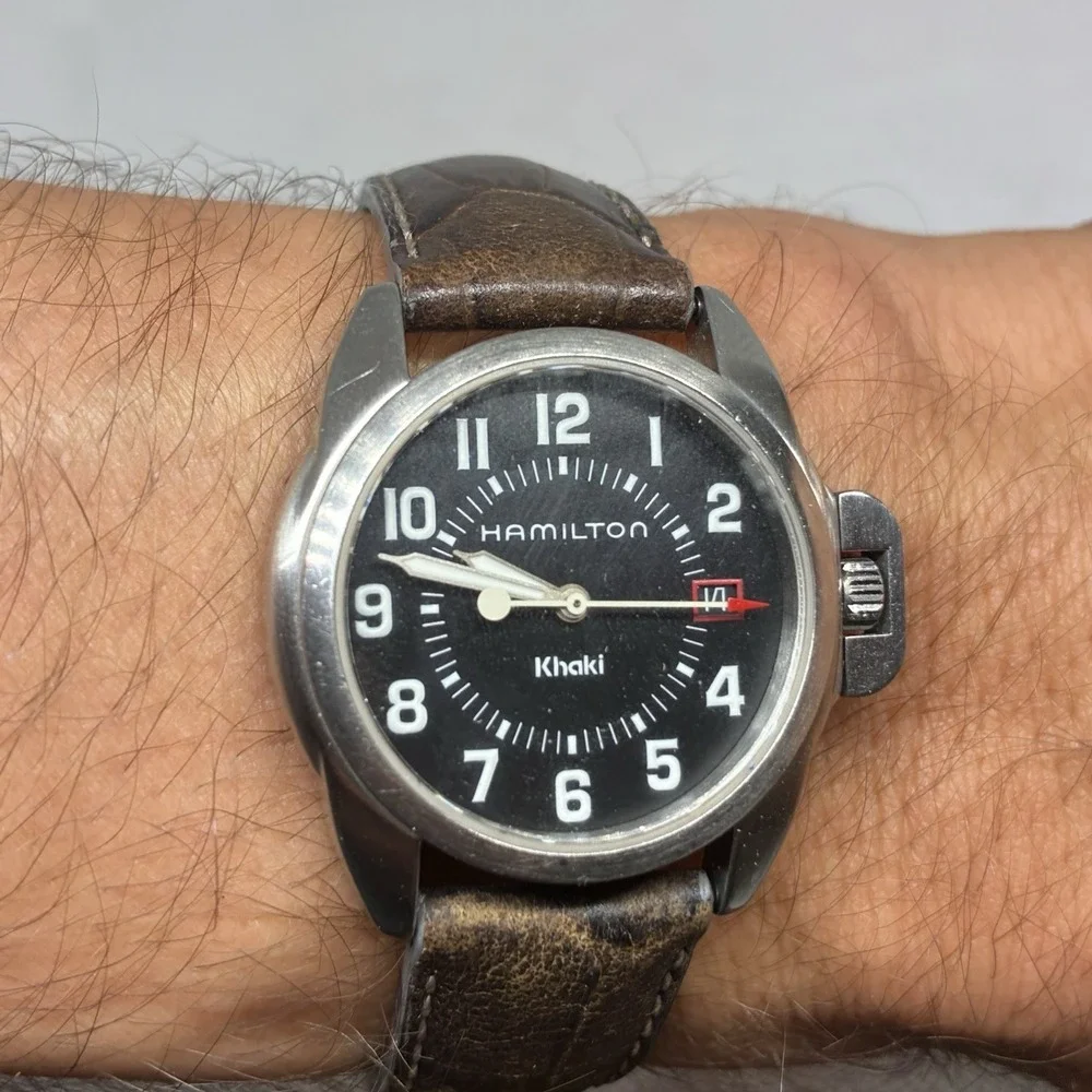 Hamilton Khaki Quartz Date 6301 Black Dial Men's Watch 33mm - With Box !